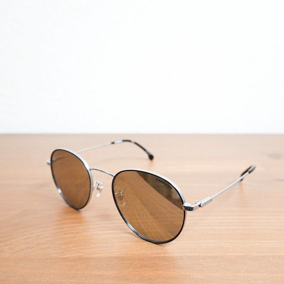 Carrera Round Metal Polarized Sunglasses Silver Black - Picture 4 of 8